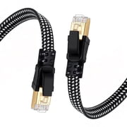Cat8 Ethernet Cable 33ft, High Speed 40Gbps 2000Mhz Braided Gaming Internet Cable with RJ45 Connector, Heavy Duty Lan Cord S/FTP UV Resistant for Router/Gaming/PC
