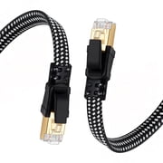 Cat8 Ethernet Cable 3ft, High Speed 40Gbps 2000Mhz Braided Gaming Internet Cable with RJ45 Connector, Heavy Duty LAN Cord S/FTP UV Resistant for Router/Gaming/PC