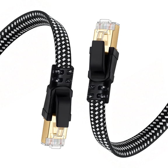 Cat8 Ethernet Cable 49ft, High Speed 40Gbps 2000Mhz Braided Gaming Internet Cable with RJ45 Connector, Heavy Duty LAN Cable S/FTP UV Resistant for Router/Gaming/PC