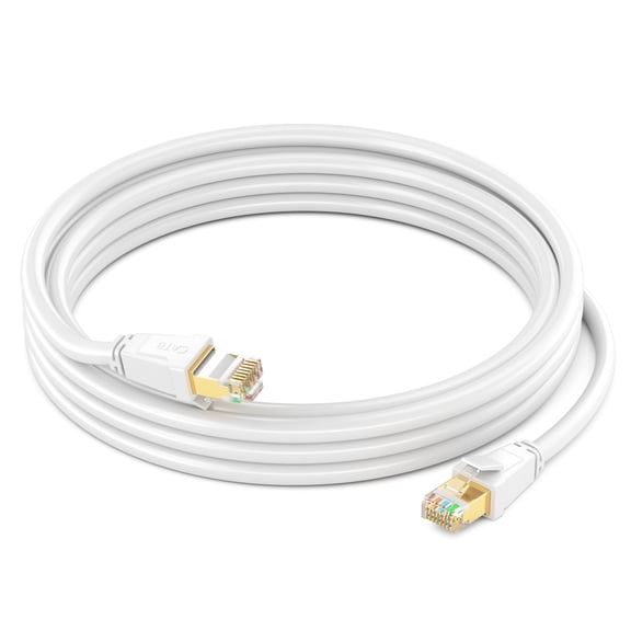 Cat8 Ethernet Cable - 6FT - White - with A Gold Plated RJ45-40Gbps - 2000Mhz High Speed Double Shielded UTP, Patch and Network Cable