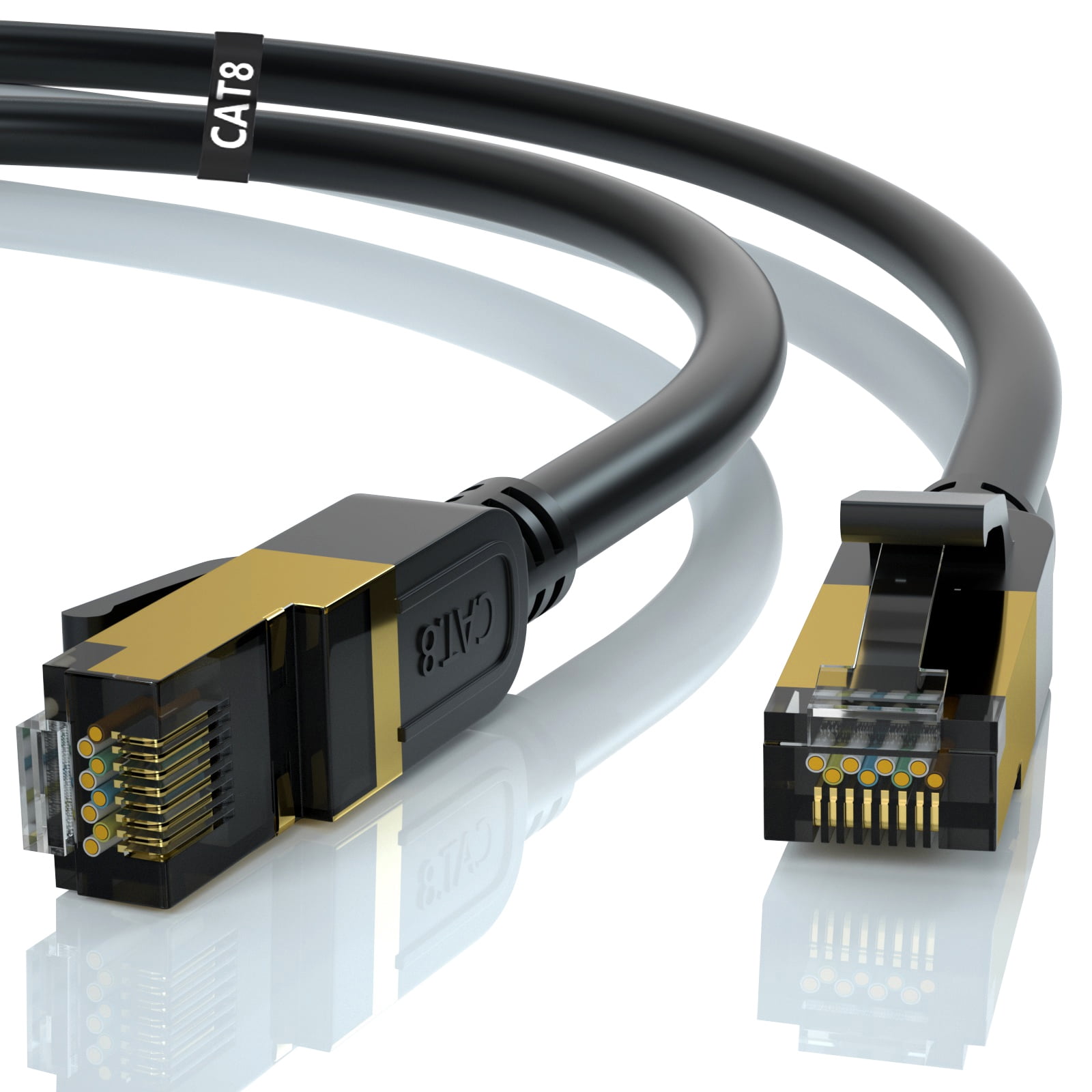 Cat 8 Câble Ethernet plat Câble Internet LAN 8m avec clips 40gbps 2000mhz  Câble de raccordement réseau haute vitesse SSTP Ethernet avec connecteur  RJ45 pour routeur