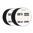 thumbnail image 1 of Cat8 Round Ethernet Cable 100 ft, 2 Pack, 40 Gbps 2000 MHz, S/FTP Shielded RJ45 Network Patch Cable, 1 of 7