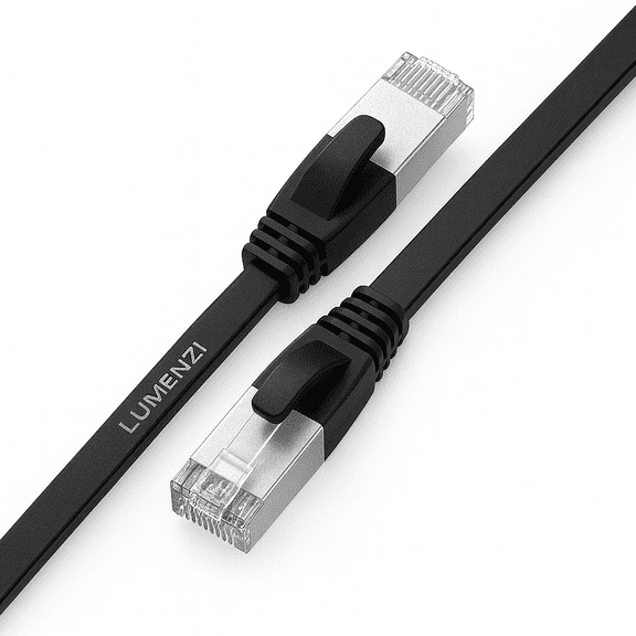 Cat8 Flat Ethernet Cable 1ft, 1 Pc Pack, 40Gbps 2000MHz Network Patch Cord, S/FTP Shielded LAN Cable with RJ45 Connectors, for Gaming, Router, Modem, Laptop