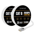 thumbnail image 1 of Cat8 Round Ethernet Cable 25ft, 2 Pc Pack, 40Gbps 2000MHz Network Patch Cord, S/FTP Shielded LAN Cable with RJ45 Connectors, for Gaming, Router, Modem, Laptop, 1 of 7