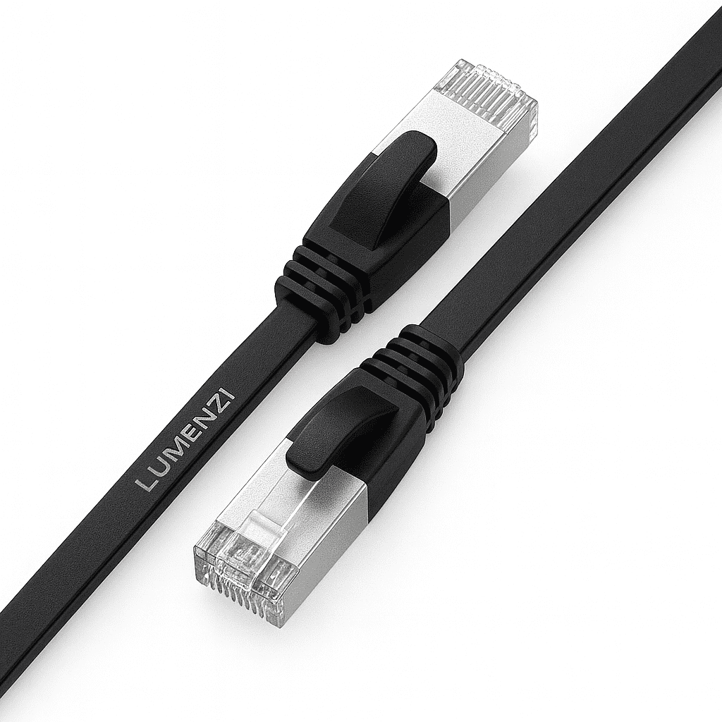 Cat8 Flat Ethernet Cable 5ft, 1 Pc Pack, 40Gbps 2000MHz Network Patch Cord, S/FTP Shielded LAN Cable with RJ45 Connectors, for Gaming, Router, Modem, Laptop