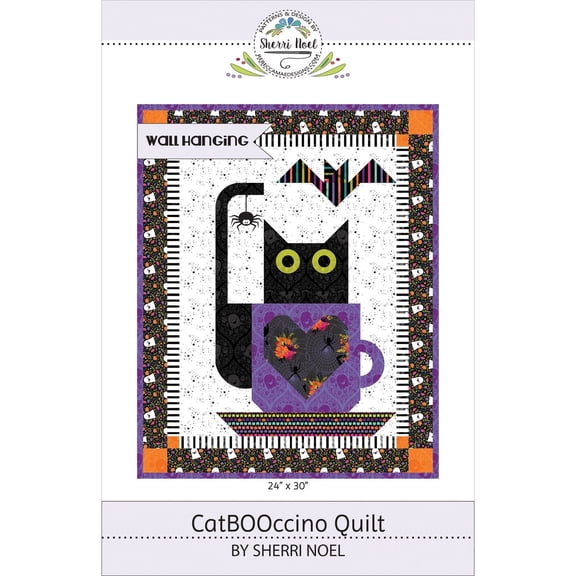 CatBOOccino Quilted Wall Hanging Pattern by Sherri Noel