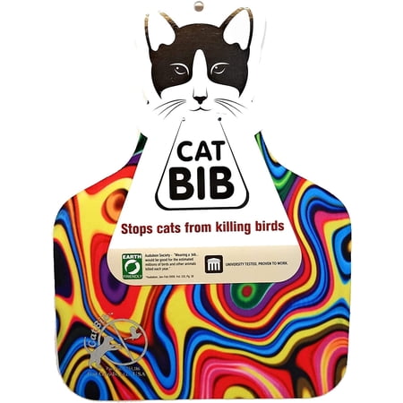 CatBib Bird Saving Cat Collar, Prevents Cats from Catching and Killing Birds, Colorful Wildlife Protection Bib, Large Rainbow