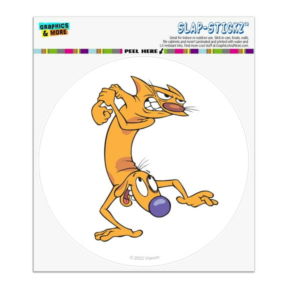 CatDog Ready to Fight Automotive Car Window Locker Circle Bumper Sticker