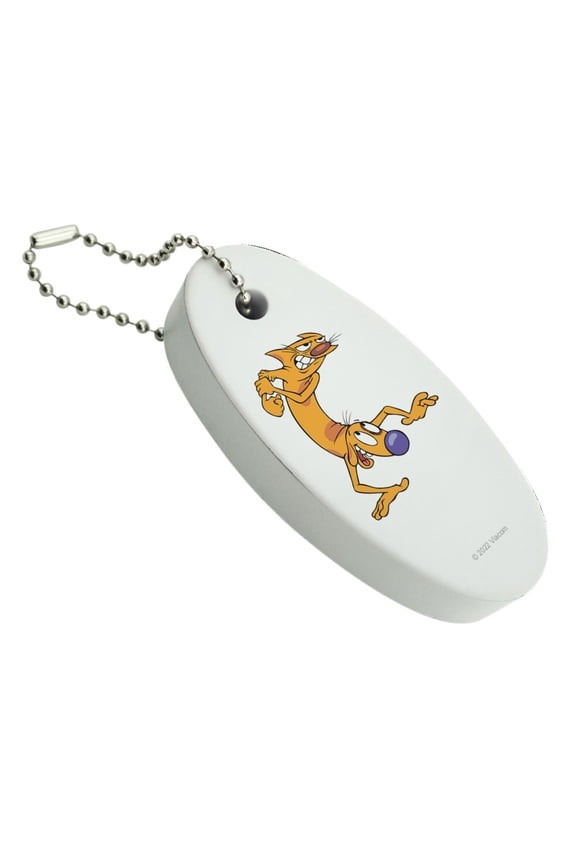 CatDog Ready to Fight Floating Keychain Oval Foam Fishing Boat Buoy Key Float