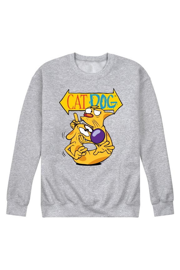 - Shh! CatDog - Men's Crew Neck Fleece Pullover