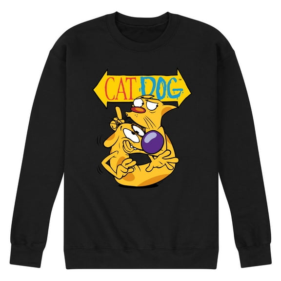 CatDog - Shh! CatDog - Men's Crew Neck Fleece Pullover