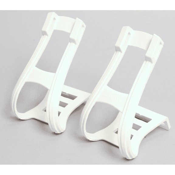 CatEye Japan Bicycle Toe Clips WHITE Pair Plastic Track Fixed Gear Road Bike
