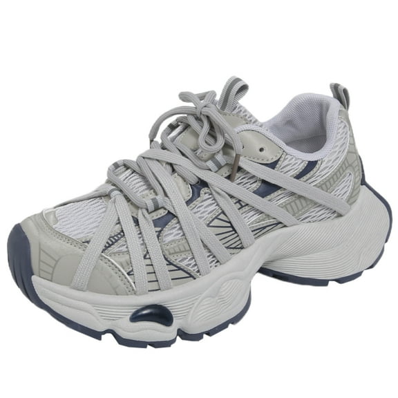 CatFox Retro Sneakers 2025 New Thick Sole Couple Dad Shoes Walking Shoes Women Lace-Up Height Increase Shoes