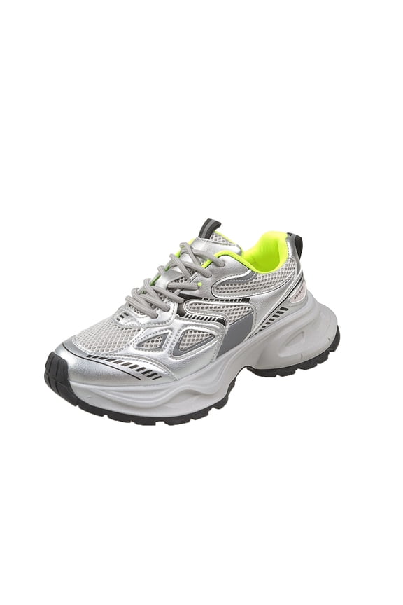 Women Dad Shoes Thick Sole Lace-Up Height Increase Shoes Walking Shoes Retro Sneakers