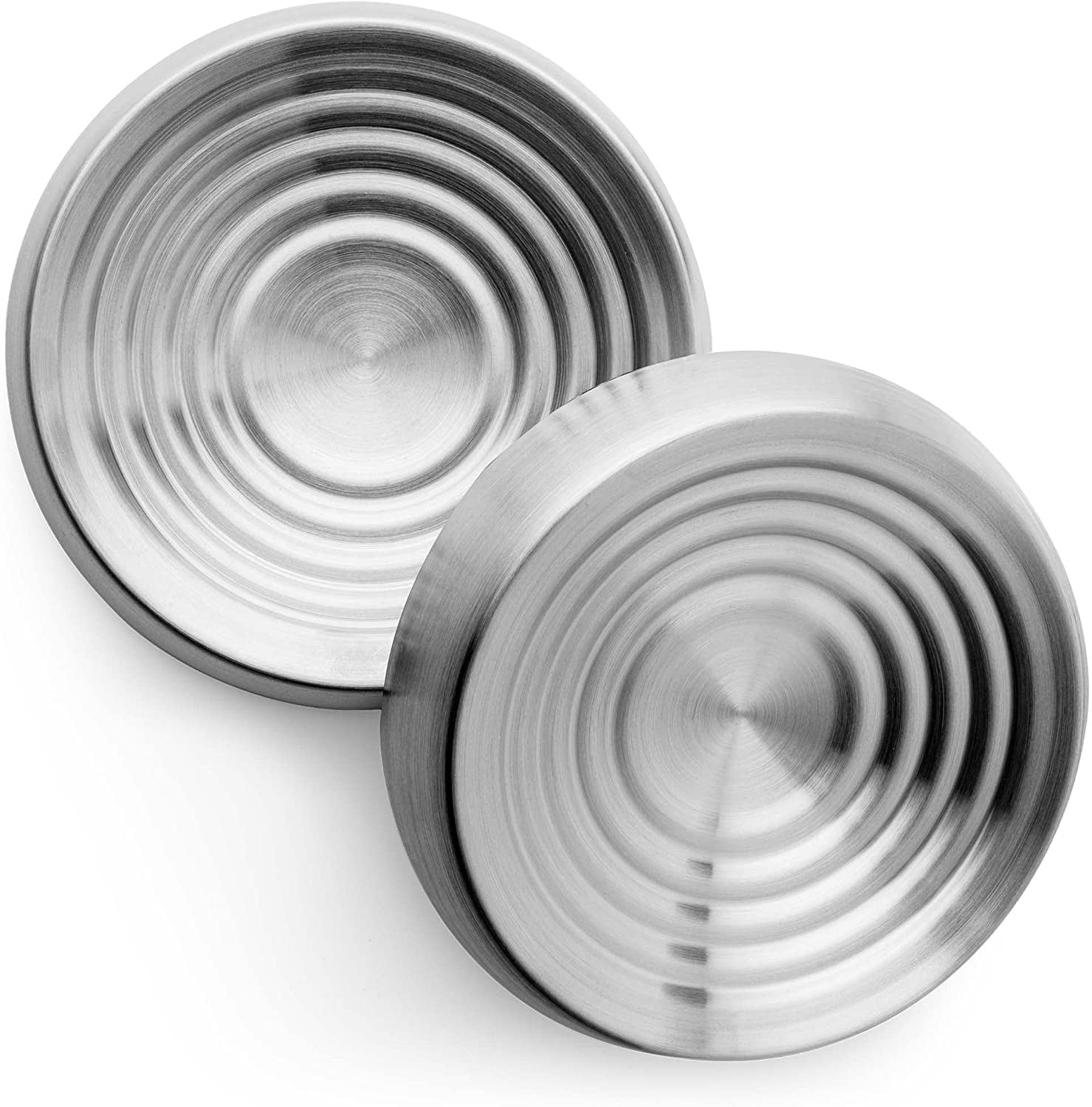 CatGuru Cat Bowls, Whisker Stress Free Cat Food Bowl, Reliefs Whisker Fatigue, Wide Cat Bowl, Non Slip Cat Food Bowls, Shallow Cat Dish, Cat Feeding & Watering Supplies (Set of 2, Stainless Steel)