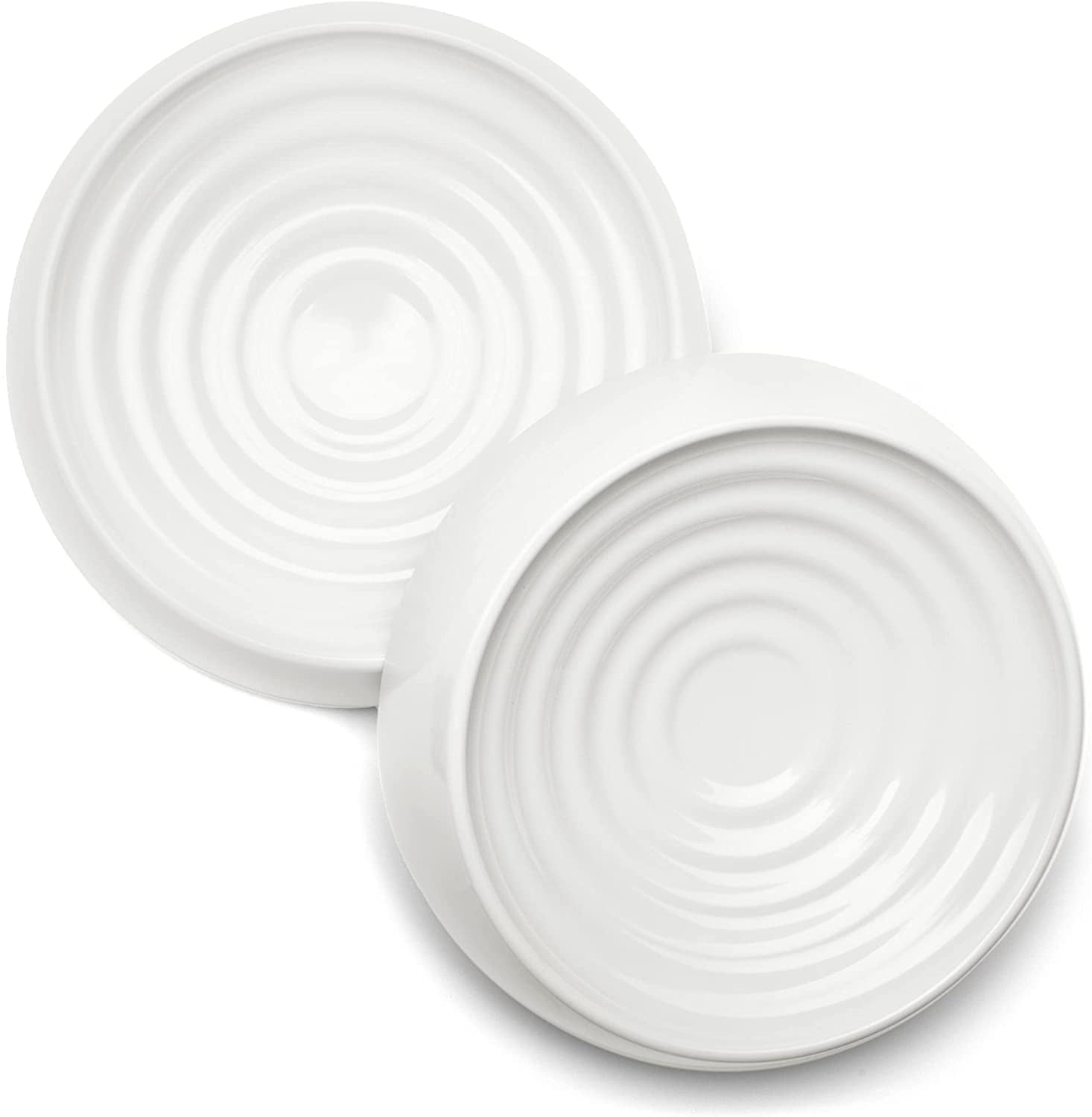 Marshmallow White Stainless Steel Shallow Cat Food Bowls Set