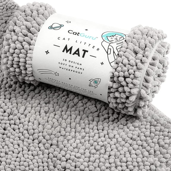 CatGuru Cat Litter Mat, Medium, Extra Large, XXL, Waterproof Box Non Slip Kitty Machine Washable Trapping Soft Tray, Stuff (Gray, Medium/Heavy Duty)