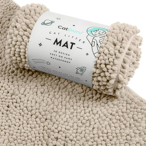 CatGuru Cat Litter Mat, Medium, Extra Large, XXL, Waterproof Litter Box Mat, Non Slip Kitty Litter Mat, Machine Washable Litter Trapping Mat, Soft Litter Tray, Cat Stuff (XXL, Sand/Heavy-Duty)