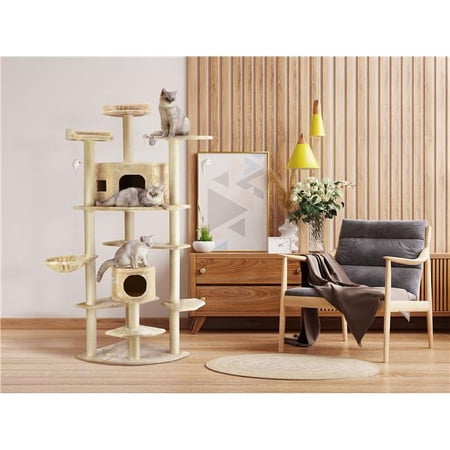 CatLady 80-in Cat Tree & Condo Scratching Post Tower, Beige