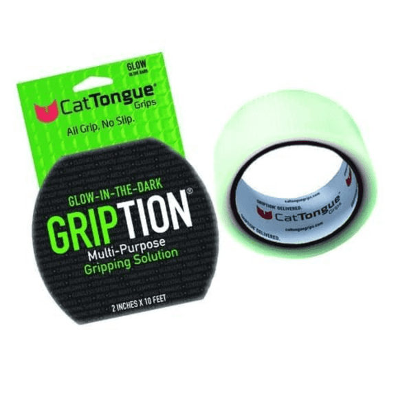 CatTongue Gription Non-Abrasive Grip Tape for Handles, Stairs, and More - Waterproof, Heavy-Duty Anti Slip Tape, 10ft, Glow In The Dark