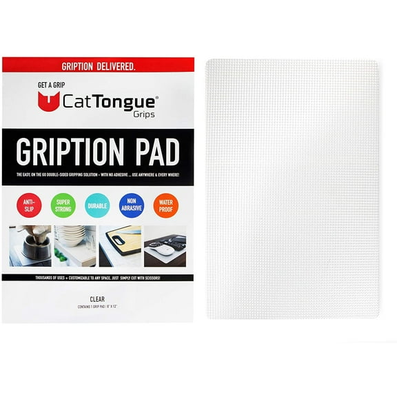 CatTongue Gription Non-Slip Pad - 8"x12" Non-Adhesive Anti Slip Mat - Ideal Desk Mat, Drawer Liner, Jar Opener & More, Clear