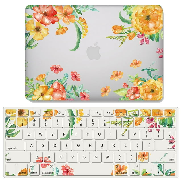 CatXQ for MacBook (Retina, 12-inch, Models:A1534) Flower Garland Clear Case with Keyboard Cover - J