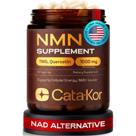 Cata-Kor NMN Supplement 4-in-1 NAD Supplement with Quercetin | TMG | Resveratrol NMNH Alternative Supports Cellular Energy & NAD+ Level 60 Capsules Third-Party Tested