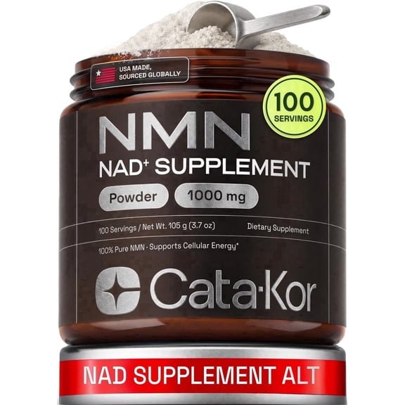 Cata-Kor NMN Supplement Powder 1000 mg - Pure NMN Powder 100 Servings 105g | NAD Supplement Alternative - High Purity NMN Powder 1000 mg per scoop & 100 servings, Third-party tested, Made in the USA
