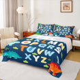 thumbnail image 1 of Catabedysis 3D Cartoon Dinosaur Bed Sheets For Boys,Educational Alphabet Print Full Size Sheets,4 Pieces,1 Flat Sheet, 1 Fitted Sheet and 2 Pillowcases, 1 of 6