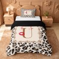 thumbnail image 1 of Catabedysis Bowknot Initial Letter Twin Duvet Cover,Leopard Pattern Alphabet U Twin Bedding For Girls,Black Reversible,2-Piece,1 Duvet Cover and 1 Pillowcase, 1 of 6
