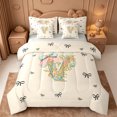 thumbnail image 1 of Catabedysis Bows ABC Print V 7 Pieces Full Size Bedding Sets,Personalized Monogrammed Gifts Full Size Bed in a Bag,Light Gray Reversible For Girls, 1 of 7