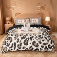 thumbnail image 1 of Catabedysis Brown Initial A Bedding,Wild Leopard Print Duvet Cover Full For Girls,Black Reversible,3-Piece,1 Duvet Cover and 2 Pillowcases, 1 of 6