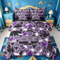 thumbnail image 1 of Catabedysis Camo Camping 7-Piece Twin Bedding For Girls,Wildlife Camper Pattern Bedding Comforter Set,Purple Black,Black Reversible, 1 of 7