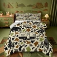 thumbnail image 1 of Catabedysis Camo Camping Full Size Comforter Sets,Wildlife Camper Pattern Bedding Comforter Set For Boys,Earthy Tone,Light Gray Reversible,3-Piece,1 Comforter and 2 Pillowcases, 1 of 7