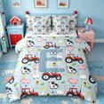thumbnail image 1 of Catabedysis Cartoon Farm Tractor 7pcs Queen Bedding,Kawaii Pig Monogrammed E Design Bedding Comforter Set Queen,Colorful Stars Reversible For Boys, 1 of 7