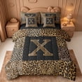 thumbnail image 1 of Catabedysis Cheetah Letter X 7pcs Queen Bedding,Mixed Leopard Print Bedding Comforter Set Queen,Black Reversible For Girls, 1 of 7