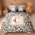 thumbnail image 1 of Catabedysis Cheetah Monogrammed Print 7-Piece King Bedding,Brown Letter C Design King Bed in a Bag,Black Reversible For Girls, 1 of 7