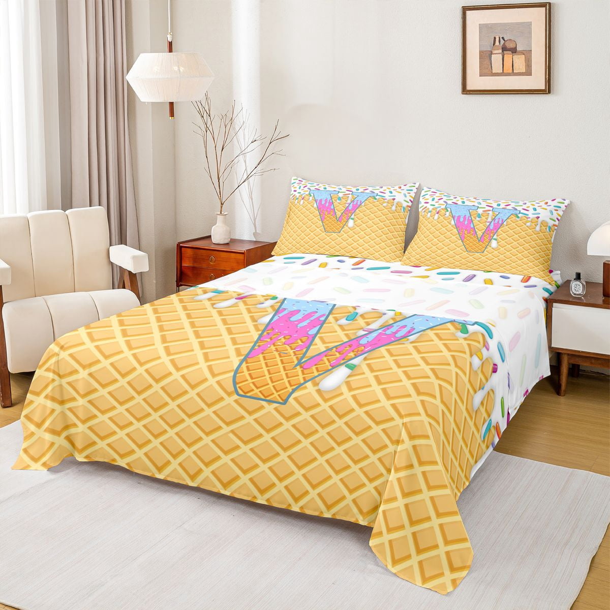 Catabedysis Colorful Sprinkles Alphabet V Queen Sheets For Boys,Ice ...