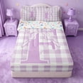 thumbnail image 1 of Catabedysis Cute Coquette Bowknot Zipper Twin Comforter Sets with Fitted Sheet and 2 Pillowcases,Purple Personalized Letter F Zipper Bedding Set For Girls,Colorful Stars Reversible,4 Pieces, 1 of 7