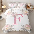 thumbnail image 1 of Catabedysis Cute Flower Gifts Bed Spread Queen,Floral Personalized Initial F Queen Coverlet Set For Girls,3Pcs, 1 of 7