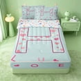 thumbnail image 1 of Catabedysis Cute Loves Pattern Zipper Full Size Comforter Sets with Fitted Sheet and 2 Pillowcases,Initial Lettering H Zipper Bedding Set For Girls,Colorful Stars Reversible,4-Piece, 1 of 7
