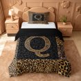 thumbnail image 1 of Catabedysis Fashion Alphabet Theme Twin Duvet Cover,Classic Animal Print Letter Q Design Twin Bedding For Girls,Black Reversible,2pcs,1 Duvet Cover and 1 Pillowcase, 1 of 6