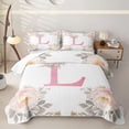 thumbnail image 1 of Catabedysis Flowers Abc Print L Twin Quilt Set,Personalized Monogrammed Gifts Twin Coverlet Set For Girls,3-Piece, 1 of 7