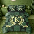 thumbnail image 1 of Catabedysis Gold Ball Games 7 Pieces Full Size Bedding Sets,Geometric Initial M Pattern Full Size Bed in a Bag,Black Reversible For Boys, 1 of 7