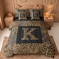 thumbnail image 1 of Catabedysis Leopard Monogram K 7-Piece Twin Bedding,Cheetah Animal Print Bedding Comforter Set,Black Reversible For Girls, 1 of 7