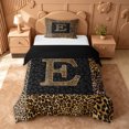 thumbnail image 1 of Catabedysis Leopard Print Twin Duvet Cover,Brown Boho Monogrammed E Design Twin Bedding For Girls,Black Reversible,2pcs,1 Duvet Cover and 1 Pillowcase, 1 of 6