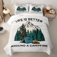 thumbnail image 1 of Catabedysis Minimal Camping Quilt Full,Campfire Tent Print Full Bedspread Sets For Boys,Multicolor,3 Pieces, 1 of 7