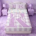 thumbnail image 1 of Catabedysis Modern Geometric Plaid Zipper Twin Comforter Sets with Fitted Sheet and 2 Pillowcases,Bowknot Monogrammed R Design Zipper Bedding Set For Girls,Colorful Stars Reversible,4 Pieces, 1 of 7