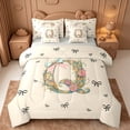 thumbnail image 1 of Catabedysis Personalized Letter Gifts 7-Piece King Bedding,Cute Bowknot Alphabet Q King Bed in a Bag,Light Gray Reversible For Girls, 1 of 7