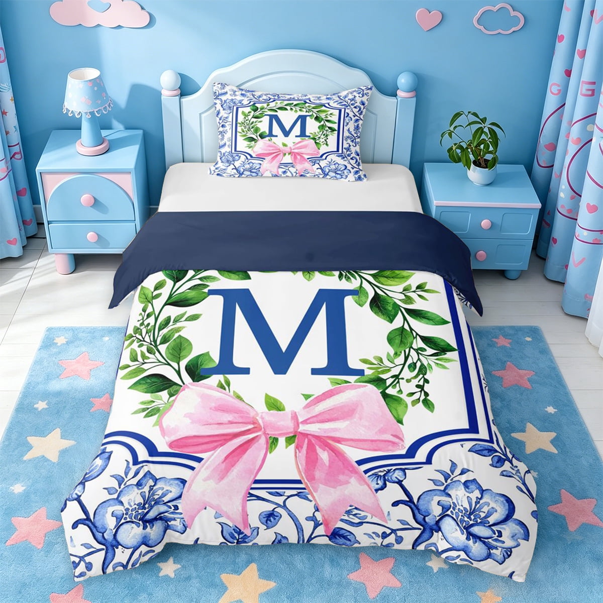 Catabedysis Personalized Letter Gifts Twin Duvet Cover,Rustic Leaves ...